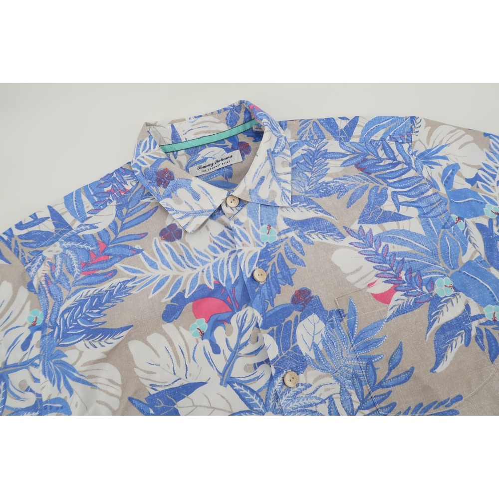 Tommy Bahama Hawaiian Mens XL Blue Coconut Point IslandZone Floral Shirt